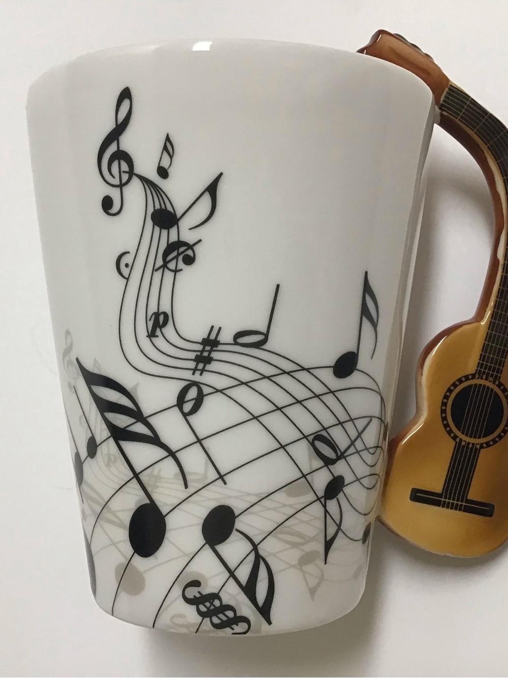 Guitar Handle Porcelain Coffee Mug Tea Cup 8oz Music Notes Rocker Desk Pen Cup - Picture 6 of 12
